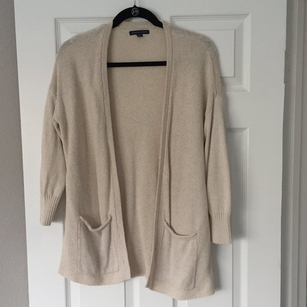 American Eagle Waffle Knit Oatmeal Cardigan